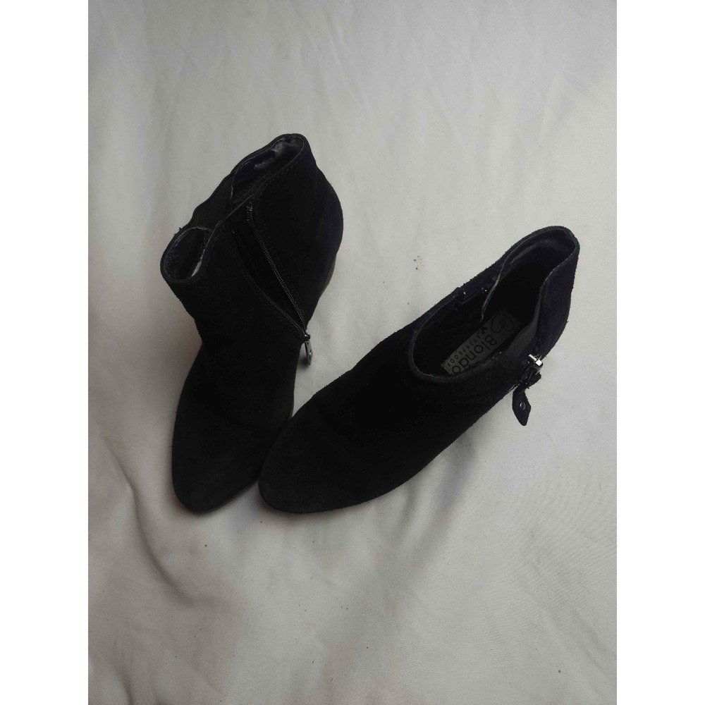Blondo Waterproof Black Suede Ankle Boots Block Heel B5789‎ 015 Womens 6.5 M